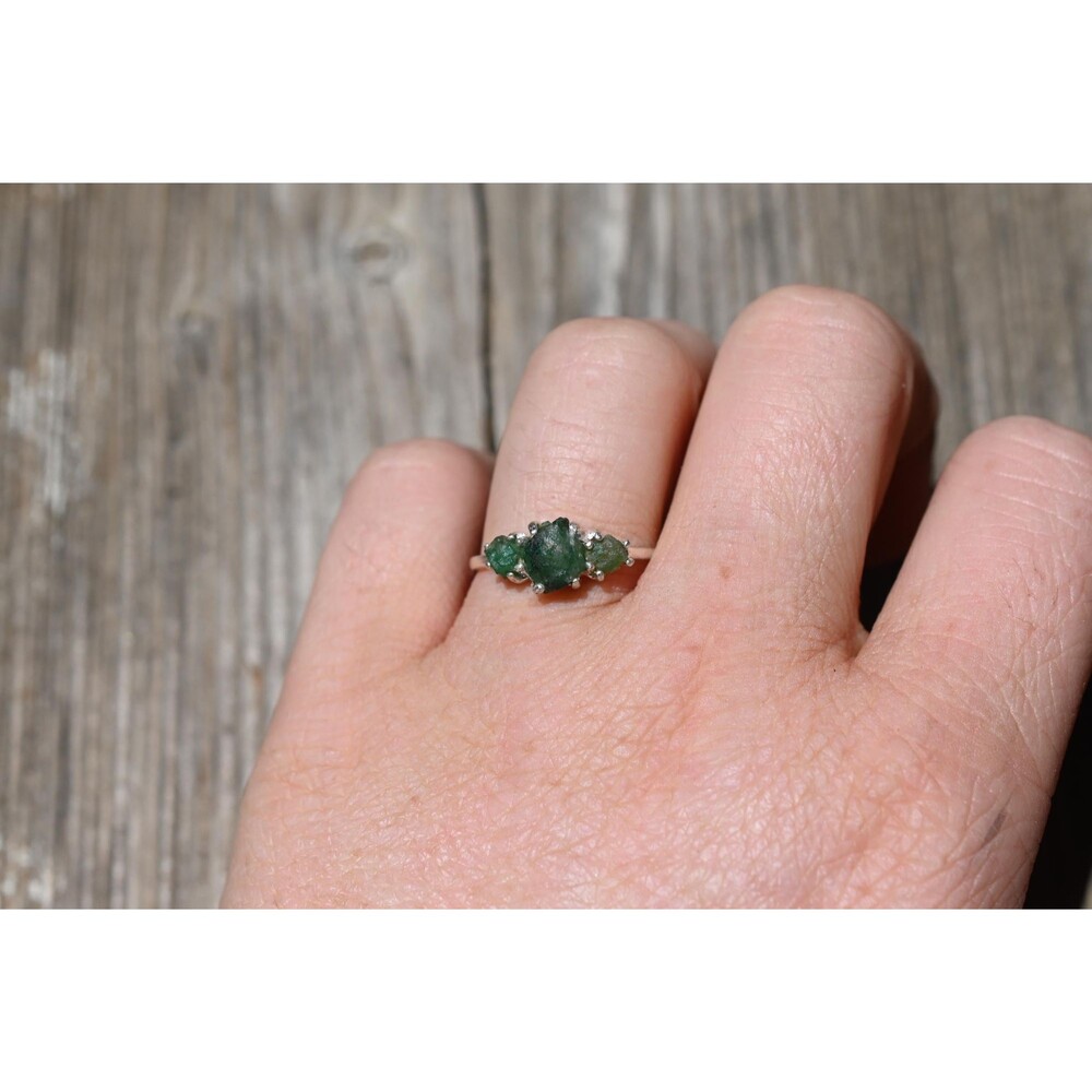 Engagement ring Emerald s, Natural Real and Raw, size 3 4 5 6 7 8 9 10 11 12